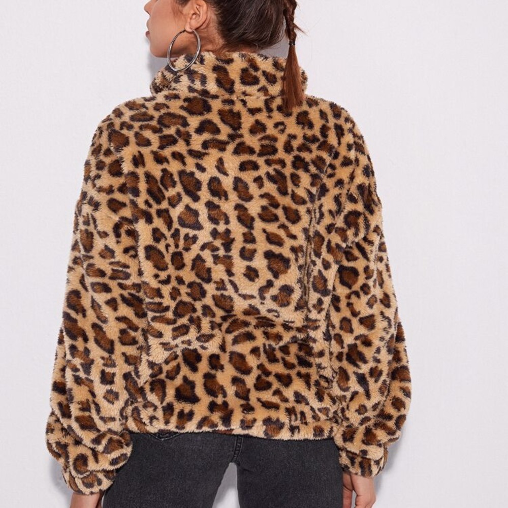 Adorable Leopard teddy jacket NWT - Picture 4 of 9